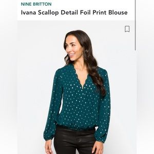 Nine Britton Ivana scallop detail foil print blouse XL